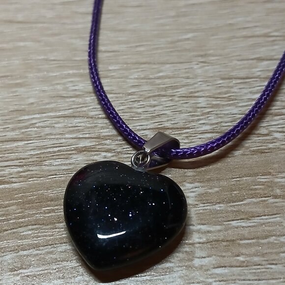 NWOT Fashion Necklace Purple Starry Patterned Heart Pendant Jewelry #28 - Picture 6 of 7